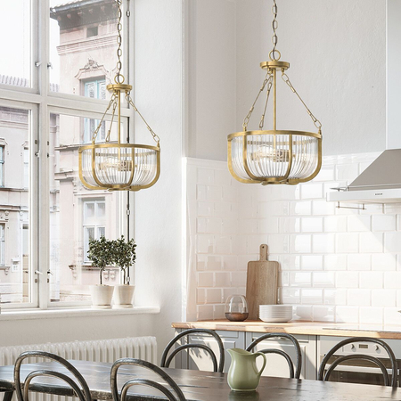Lampa wisząca / Półplafon Roux - 3 źródła światła - Naturalny mosiądz Quintiesse QN-ROUX3-NBR