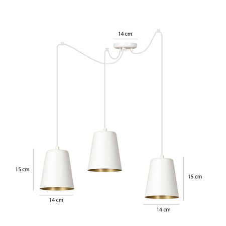 Lampa wisząca LINK 3 WHITE / GOLD Emibig 456/3 biały/złoty