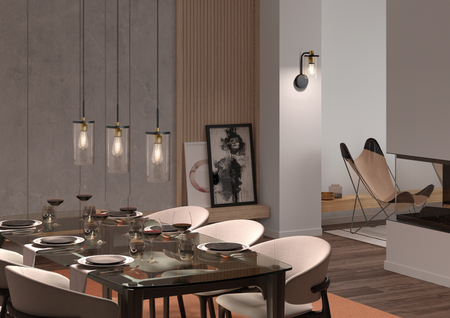 Lampa wisząca TRIEL czarny, mosiądz antyczny 3xE27