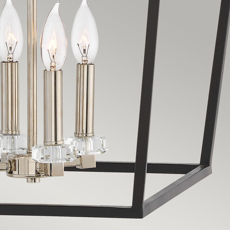 Lampa wisząca / Półplafon Stinson - 4 źródła światła - Czarny / Polerowany nikiel Quintiesse QN-STINSON-4P-L-BK