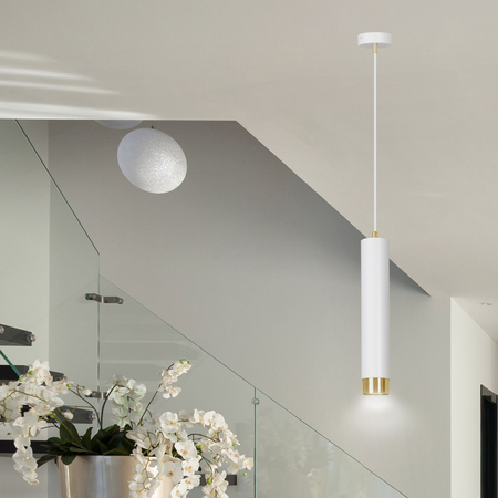 Lampa wisząca KIBO 1 WH/GOLD Emibig 642/1 biały/złoty