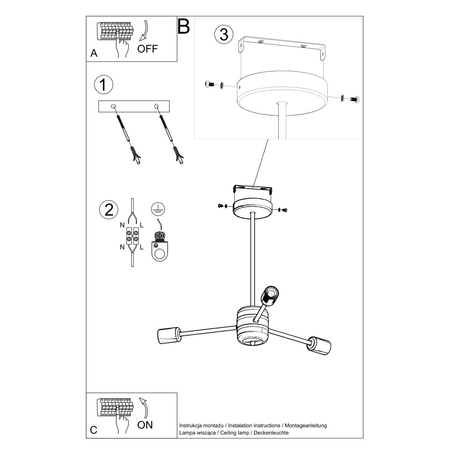 Sollux Lighting Żyrandol LANGO 3 czarny SL.1021