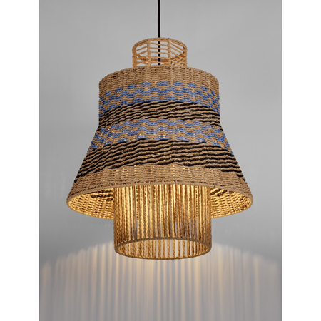 Lampa wisząca Luces Exclusivas MURVOLO LE45361 drewno jasne i ciemne, niebieski