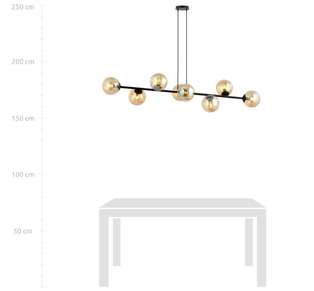 Lampa wisząca ROSSI 8 BL MIODOWY Emibig 876/8 czarny/złoty