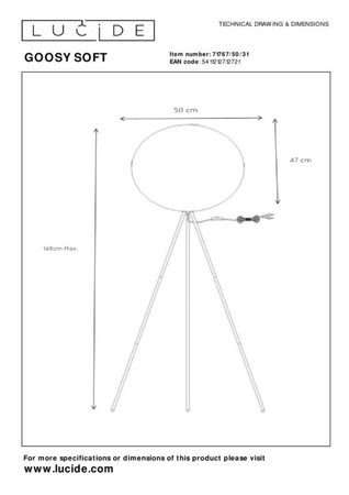 Lampa podłogowa Lucide GOOSY biały 71767/50/31