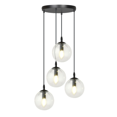 Lampa wisząca COSMO 4 BL PREMIUM TRANSPARENT Emibig 711/4PREM czarny