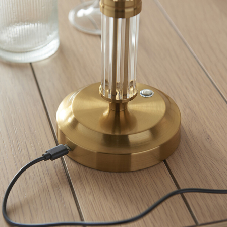 Lampa stołowa Endon Lighting Morton Rechargeable 110463 mosiądz