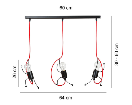 Lampa wisząca BOBI 3 BLACK Emibig 537/3 czarny