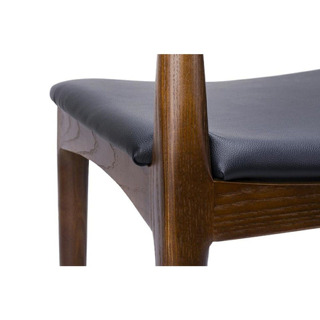 Krzesło ELBOW ciemnobrązowe - drewno jesion, ekoskóra czarna