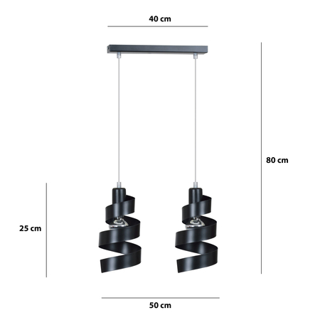 Lampa wisząca SAGA 2 BLACK Emibig 352/2 czarny