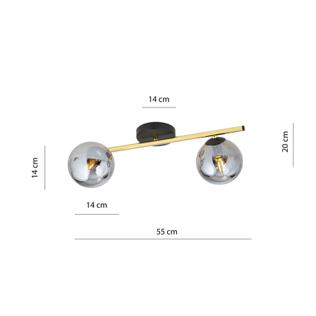 Lampa sufitowa SPLENDI 2 Emibig 1246/2 czarny/złoty
