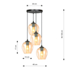 Lampa wisząca ISTAR 4 BL PREMIUM MIODOWY Emibig 681/4PREM czarny/złoty