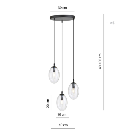 Lampa wisząca ASTRAL 3 Emibig 1265/3PREM czarny