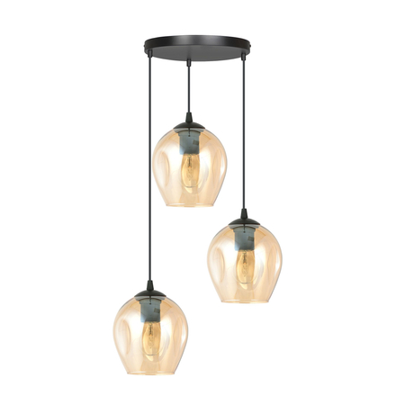 Lampa wisząca ISTAR 3 BL PREMIUM MIODOWY Emibig 681/3PREM czarny/złoty