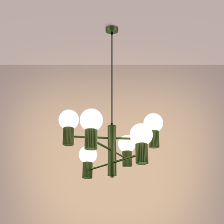 Sollux Lighting Żyrandol HALO 6 zielony oliwkowy SL.1832