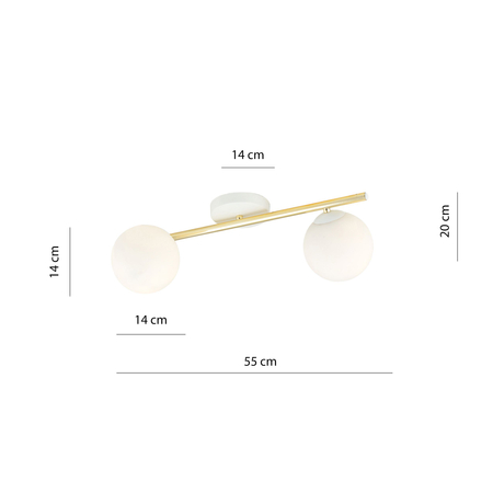 Lampa sufitowa SPLENDI 2 Emibig 1249/2 biały/złoty