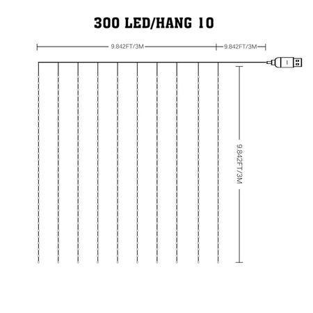 Eko-Light Kurtyna Wizard Pchełka 3WIZARD3m 300LED RGB EK1388 BIAŁY