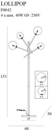Lampa podłogowa Maxlight LOLLIPOP F0042 mosiądz