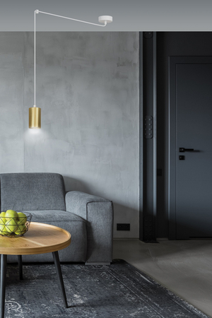 Lampa wisząca TRAKER 1 WH/GOLD Emibig 527/1 biały/złoty