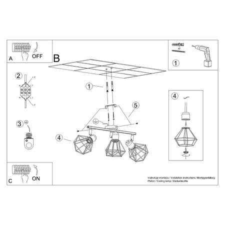 Sollux Lighting Plafon ARTEMIS 3 biały SL.1104