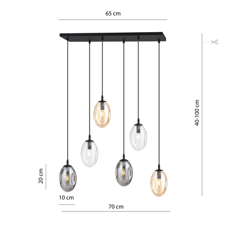 Lampa sufitowa ASTRAL 6 Emibig 1268/6M1 czarny/złoty