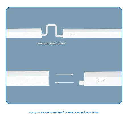 Eko-Light Lampa Podszafkowa Dual 18W 4000K + Gniazda 230V EKB1445 BIAŁY