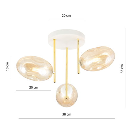 Lampa sufitowa ARGO 3 Emibig 1278/3 biały/złoty