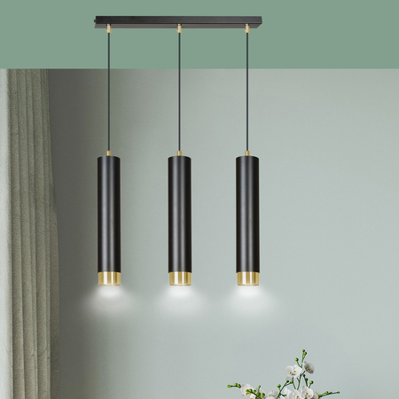 Lampa wisząca KIBO 3 BL/GOLD Emibig 644/3 czarny/złoty