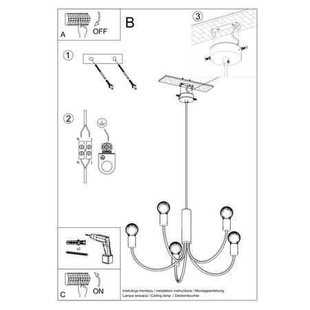 Sollux Lighting Żyrandol PICCOLO 3 czarny SL.0856