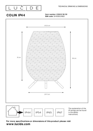 Lampa zewnętrzna Lucide COLIN 03843/36/30 czarny