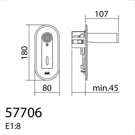 Lampa ścienna podtynkowa PALACE biały mat LED 3W 3000K + włącznik dotykowy + USB 10W