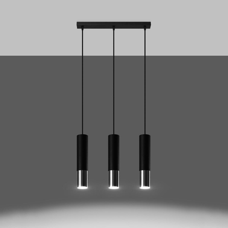 Sollux Lighting Lampa wisząca LOOPEZ 3L czarny/chrom SL.0942