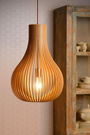 Lampa wisząca Lucide BODO drewniany 01400/38/72