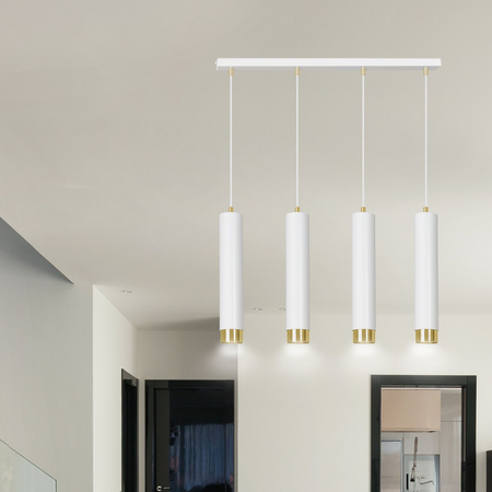 Lampa wisząca KIBO 4 WH/GOLD Emibig 642/4 biały/złoty
