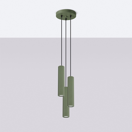 Sollux Lighting Lampa wisząca KARBON 3P zielona oliwka SL.1614