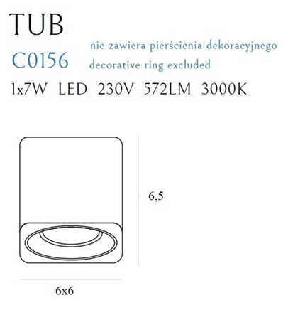 Oprawa stropowa natynkowa Maxlight C0156 kwadratowa metal biała 1x7W LED 3000K