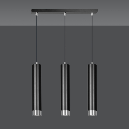 Lampa wisząca KIBO 3 BL/CHROME Emibig 643/3 czarny/chrom
