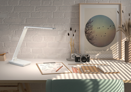 Lampa stołowa SUSI biały 10W CCT 3000-6500K sterowanie dotykowe, ściemnianie, ładowarka indukcyjna i USB