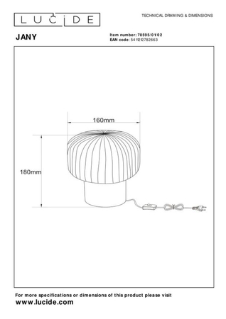 Lampa stołowa Lucide JANY 78595/01/02 złoty
