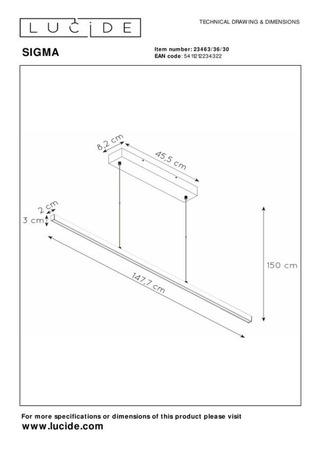 Lampa wisząca Lucide SIGMA 23463/36/30 czarny