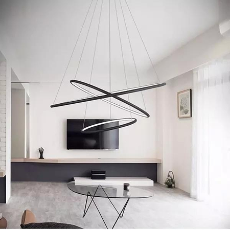 Lampa wisząca Ledowe Okręgi No.3 100cm 4k czarna Dali