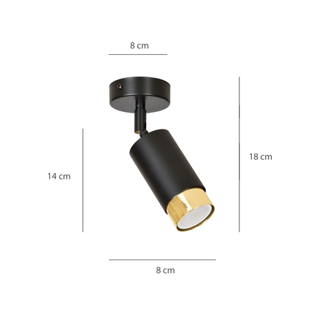 Lampa sufitowa HIRO 1 BL/GOLD Emibig 965/1 czarny/złoty