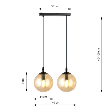 Lampa wisząca COSMO 2 BL MIODOWY Emibig 713/2 czarny/złoty