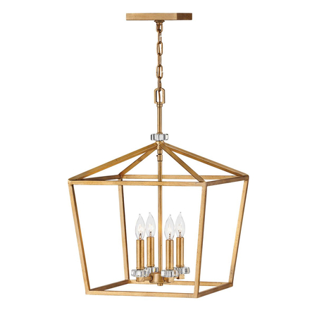 Lampa wisząca / Półplafon Stinson - 4 źródła światła - Postarzany mosiądz Quintiesse QN-STINSON-4P-L-DBR