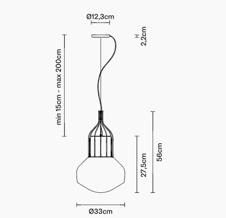 Lampa wisząca Fabbian F27A1141 Aerostat Con Gabbia Ø 330 Rame