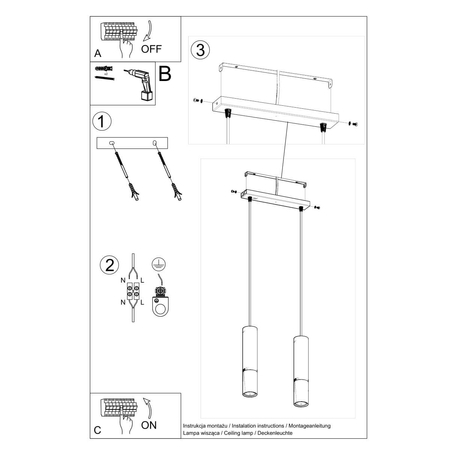 Sollux Lighting Lampa wisząca LOOPEZ 2 czarny/miedź SL.0947