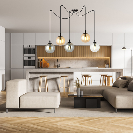 Lampa wisząca GIGI 5 BL MIX Emibig 939/5 czarny/złoty